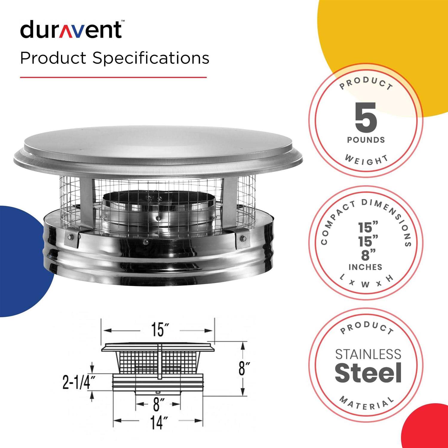 DuraVent 8'' DuraPlus Chimney Cap - Shop Hardware Tools Online Store
