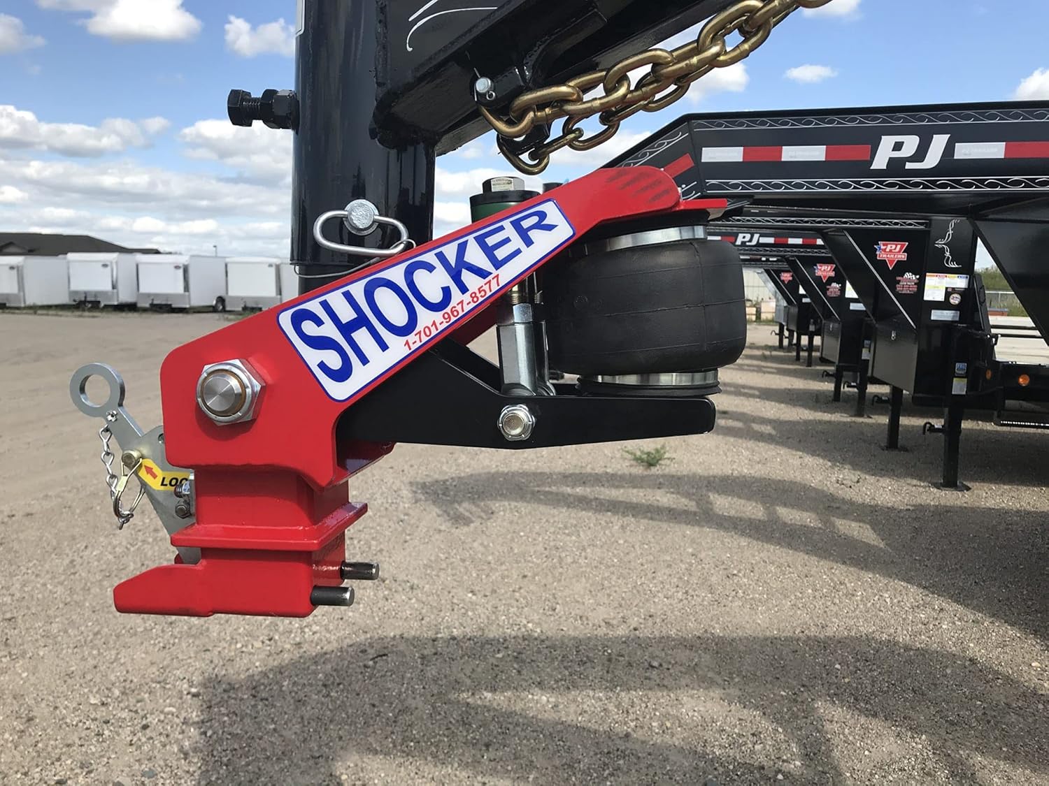 Shocker Gooseneck Air Hitch & Coupler for Kerr Bilt Trailers, Round 3-15/16" Angled Pin 30K Coupler 9" Offset