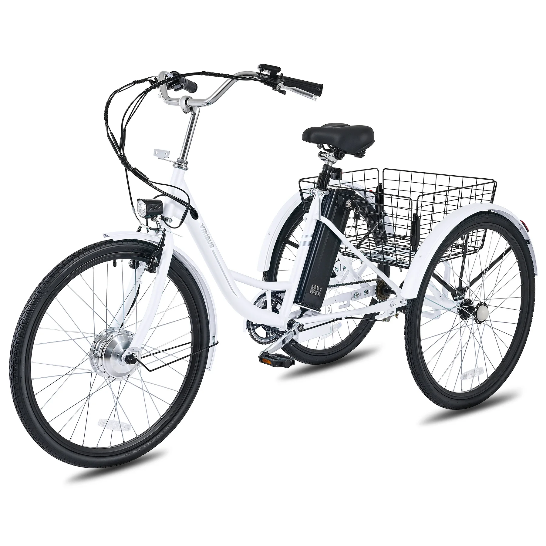 26" Adult Electric Tricycle 250W Electric Trike with 36V 13Ah Battery UL 2271 White