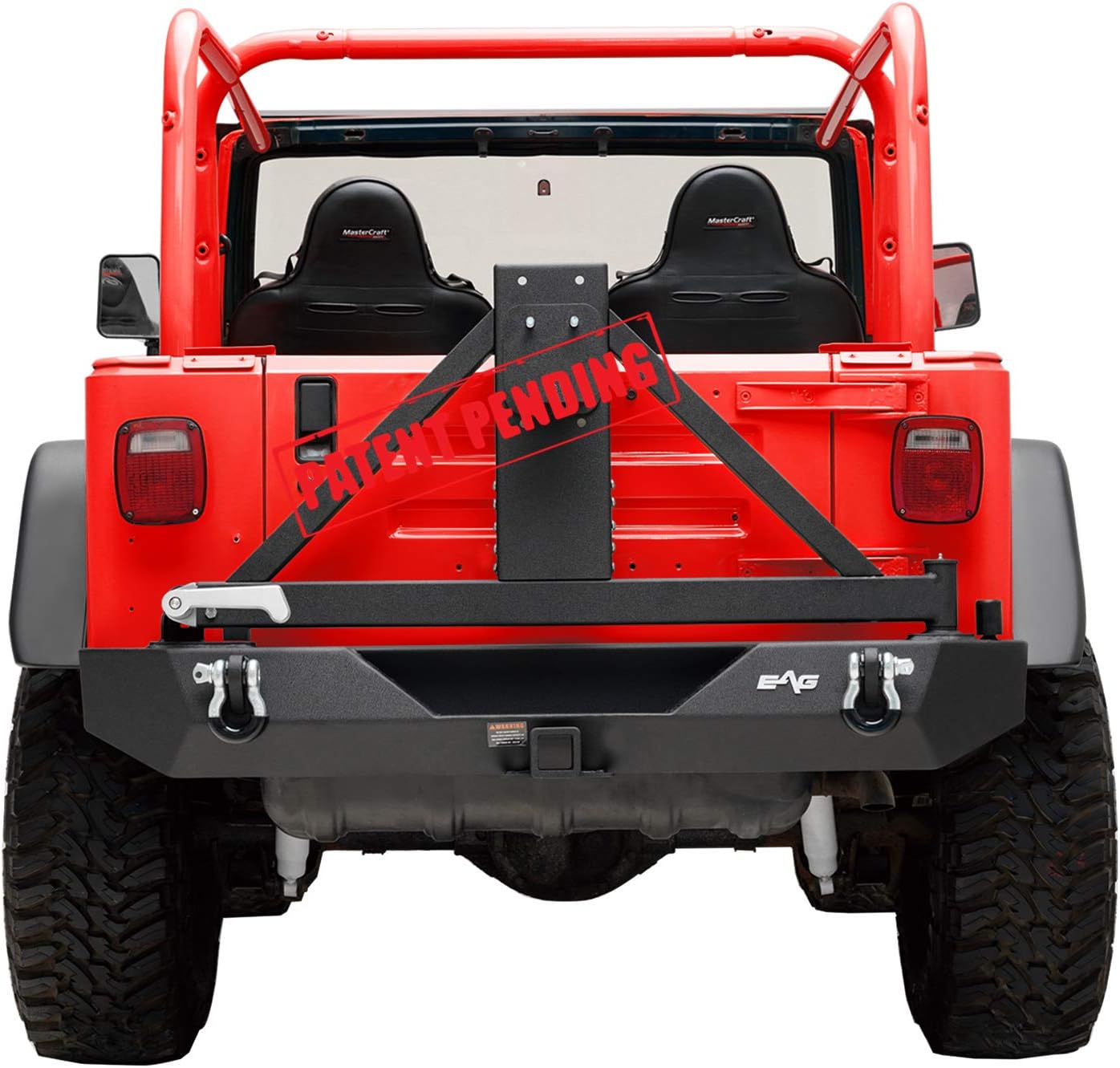 KML Steel Rear Bumper with Assembled Tire Carrier Black Textured Fit for 87-06 Jeep Wrangler TJ YJ