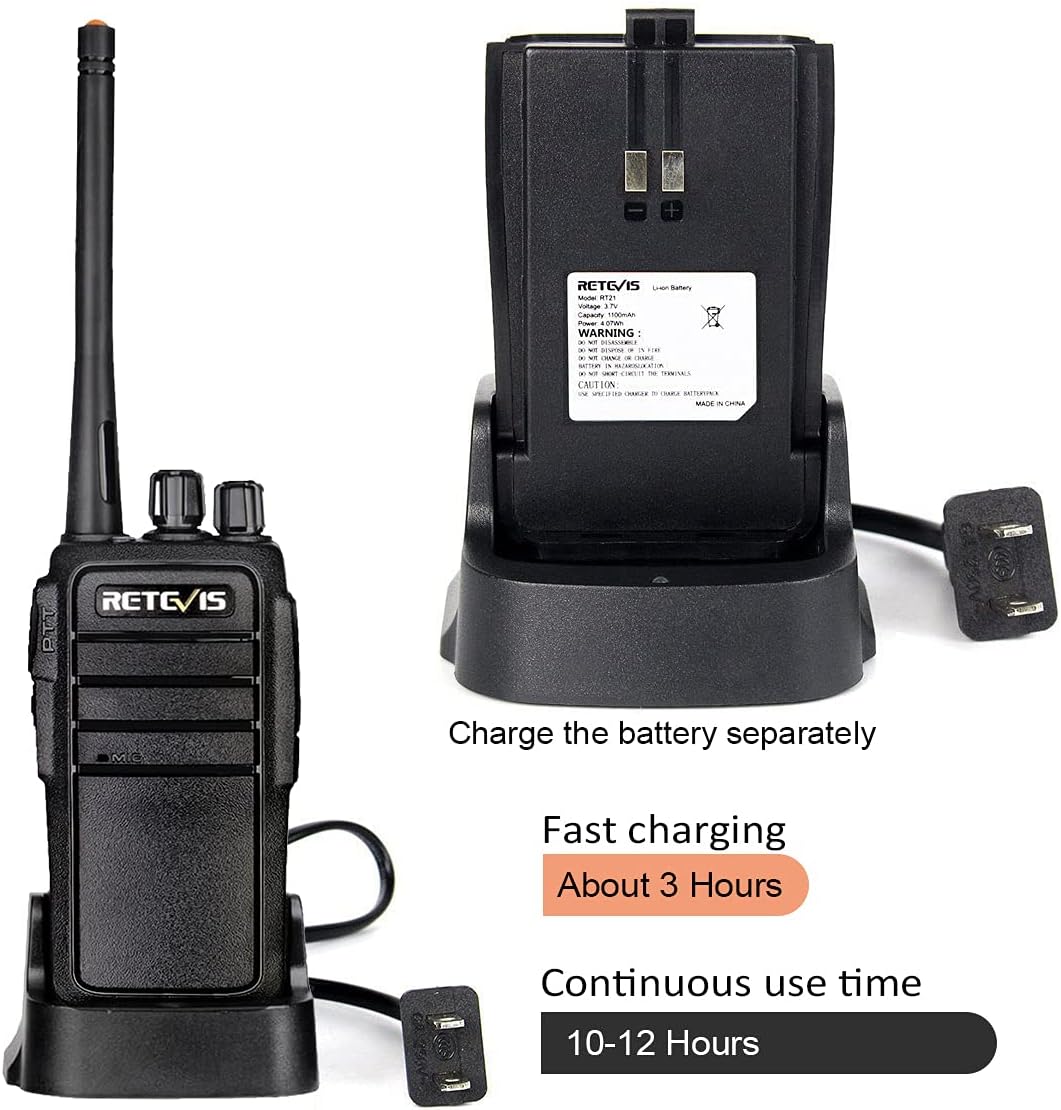 Case of 4,Retevis RT21 Walkie Talkies Adults Rechargeable, Two Way Radios Long Range,16 Channels VOX Hands Free Emergency 2-Way Radio for Family and Small Organization Business Pack of 2