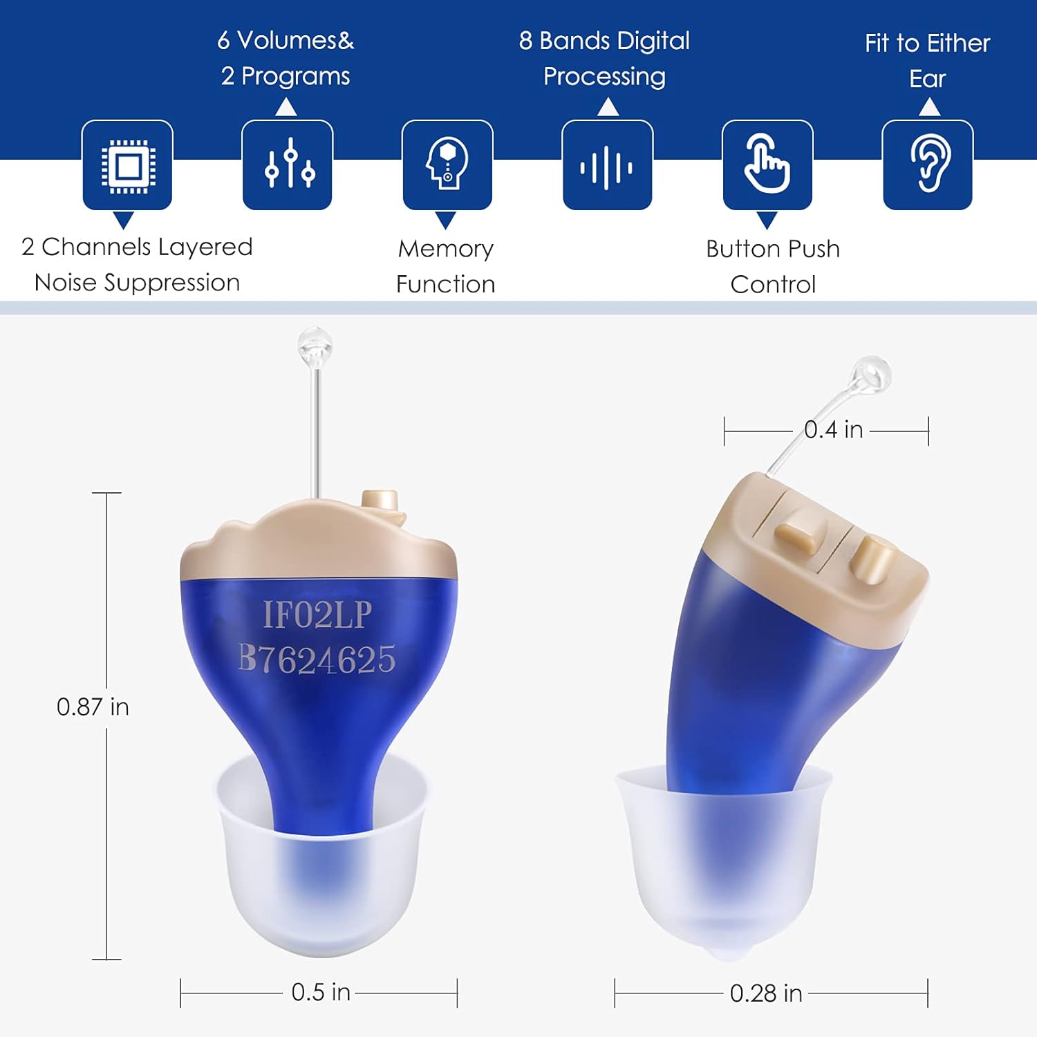 Sonadil Hearing Amplifier for Seniors and Adults with Noise Reduction and Feedback Cancellation, Digital Completely-in-Canal (CIC) Hearing Amplifier (Good For Right Or Left Ears )