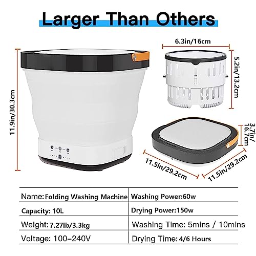 Mini Washer and Dryer Combo Portable with 4/6 Huors Drying and UV, Baby Washer Machine 350 PRM,Spin Dry,4D Wave Wheel for Underwear,Socks,Towels