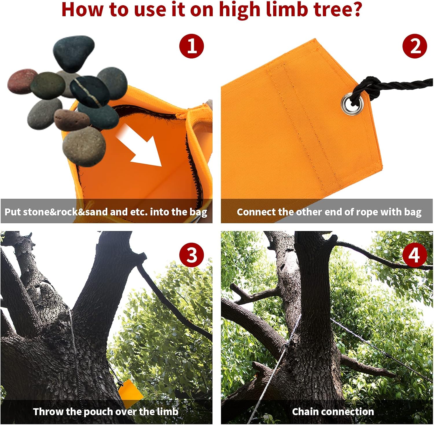 Upgrade 48 Inch High Limb Hand Rope Saw Chain Saw with 44 Feet Rope 62 Bidirectional Sharp Teeth Blades on Both Sides, Folding Pocket Chainsaw for Wood-Cutting, Camping and Field Survival Gear