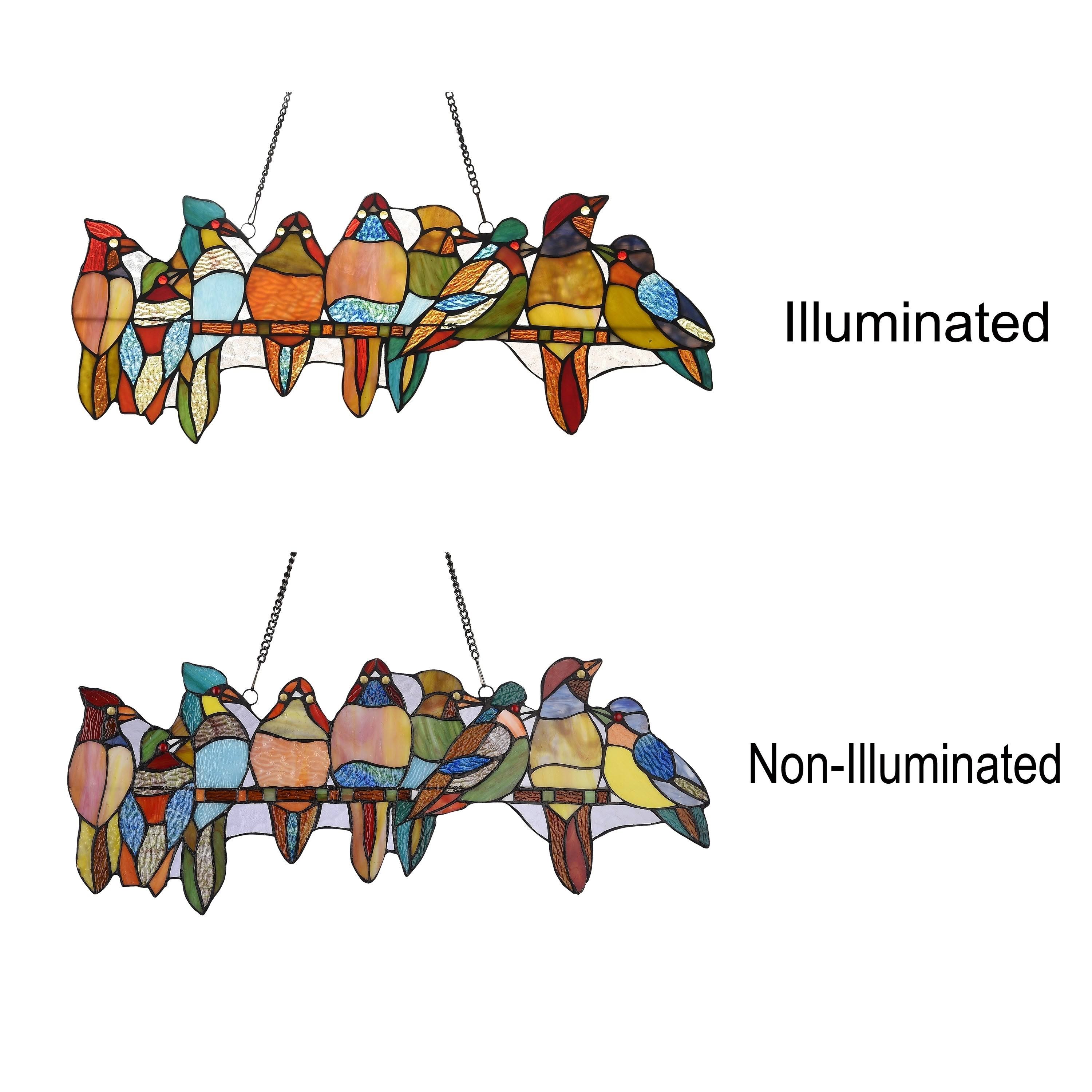Gracewood Hollow Deffalah 141-Piece Stained Glass Birds Window Suncatcher
