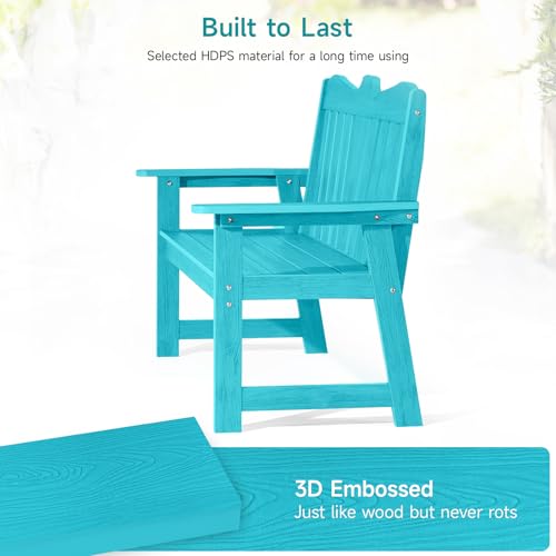 Outdoor Bench, 2-Person Weatherproof Garden Bench with Wide Armrests and Backrest, All-Weather Patio Bench Will not Rot and Fade for Garden, Porch, Backyard and Park, Easy Installation, Black