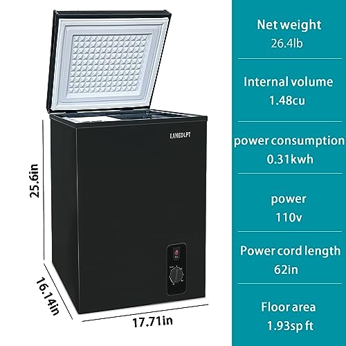 Small Chest Freezer 3 cu ft Top Door Mini Freezer, White deep freezer chest with Removable Basket, Outdoor compact freezer Low Noise with 5 Temperature Settings Ideal for Apartment Office RV and Kitchen