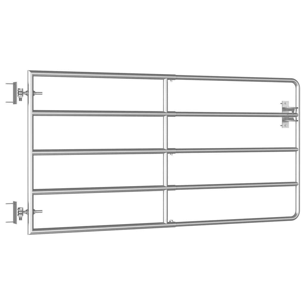 vidaXL 5 Bar Field Gate Steelx35.4 Silver - Shop Hardware Tools Online Store