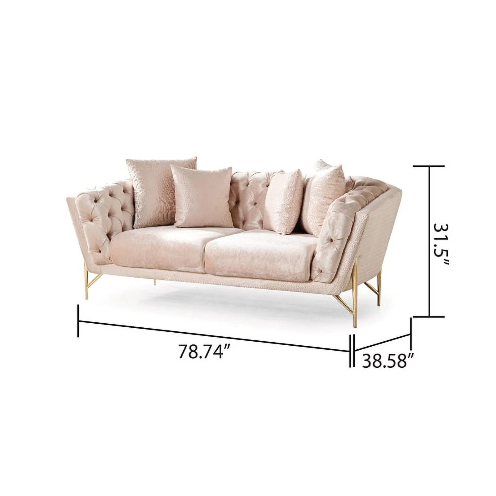 Pemberly Row Modern 3 Pc Living Room Set made with Wood in Beige Color