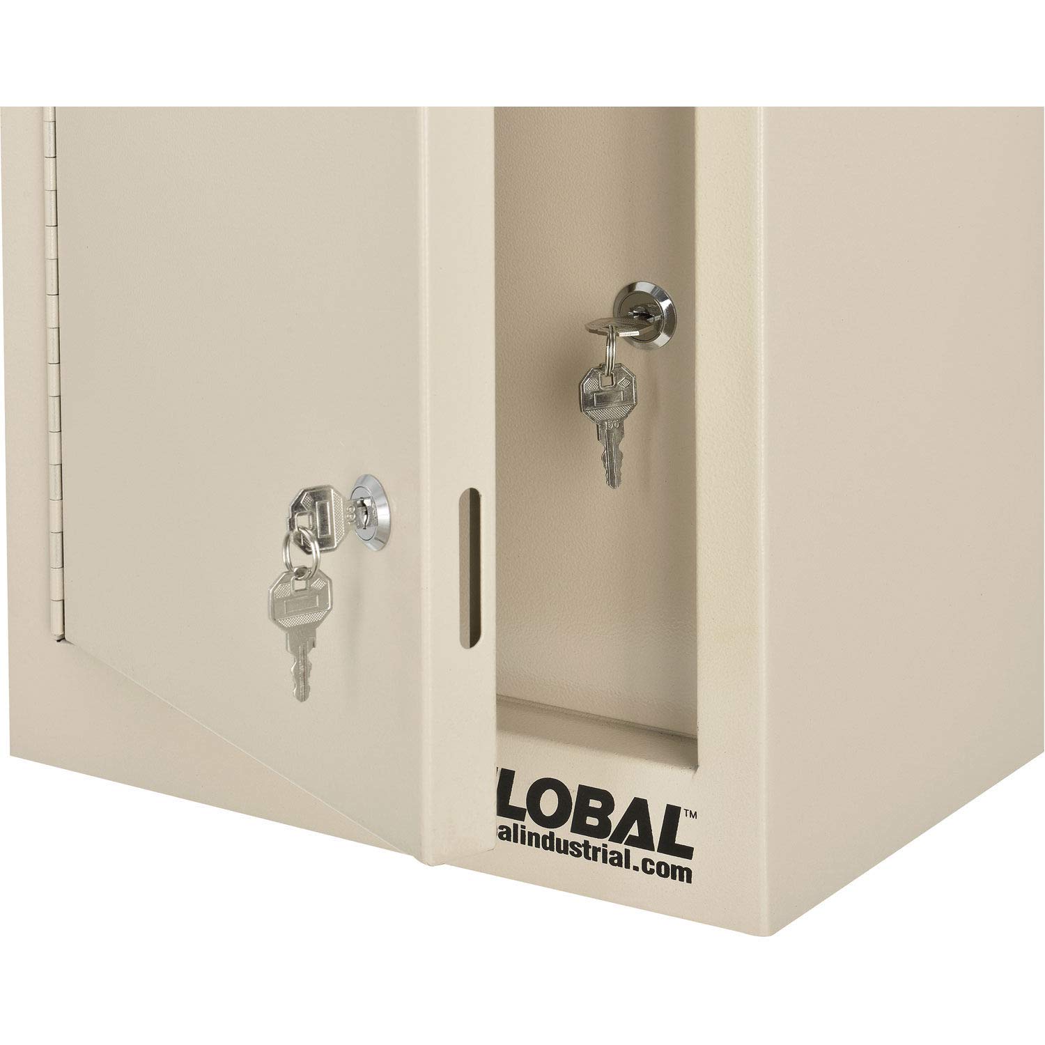 Double Door/Double Lock Small Narcotics Cabinet,12W x 8D x 15H, Beige