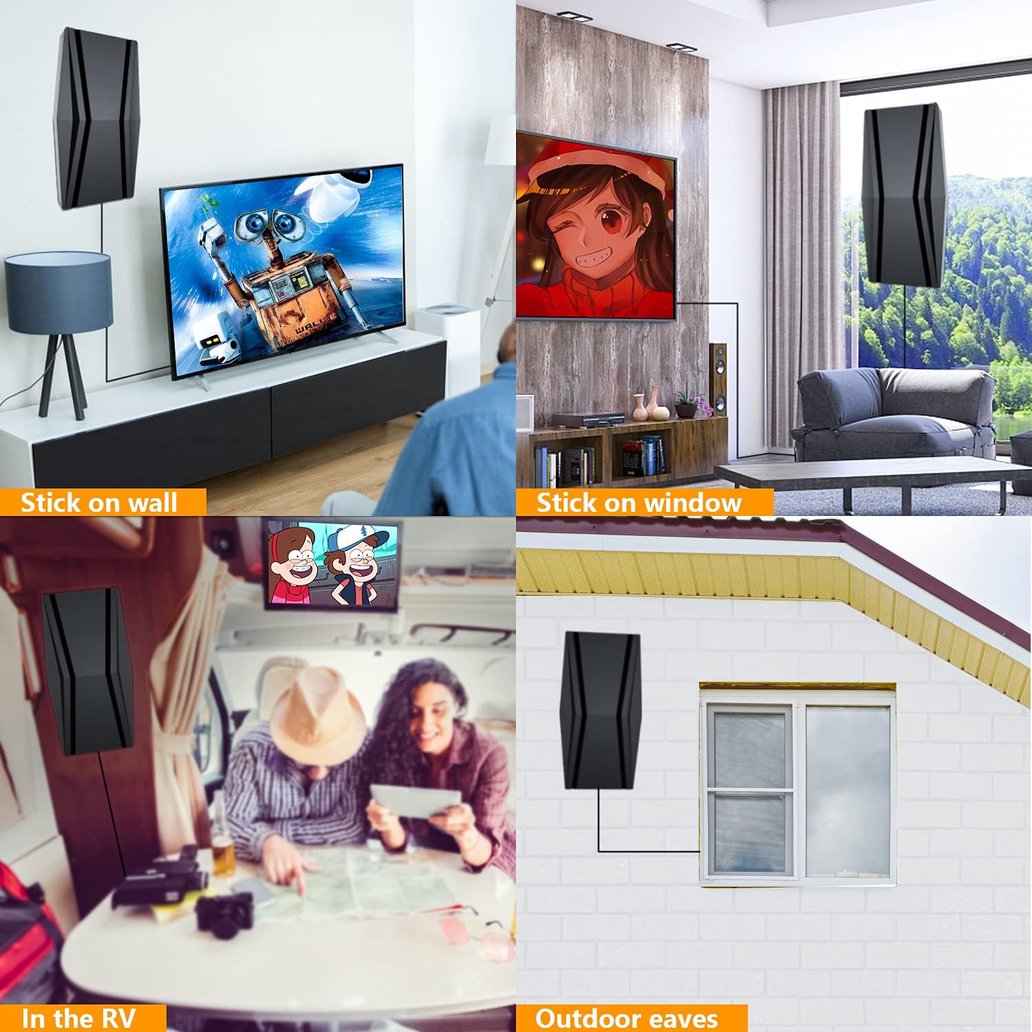TV Antenna-Amplified HDTV Digital Outdoor/Indoor TV Antenna Long 460 Miles Range 360° Reception-Support 4K 1080P Fire tv Stick All TVs Smart Switch Amplifier Signal Booster-45ft Coax Cable