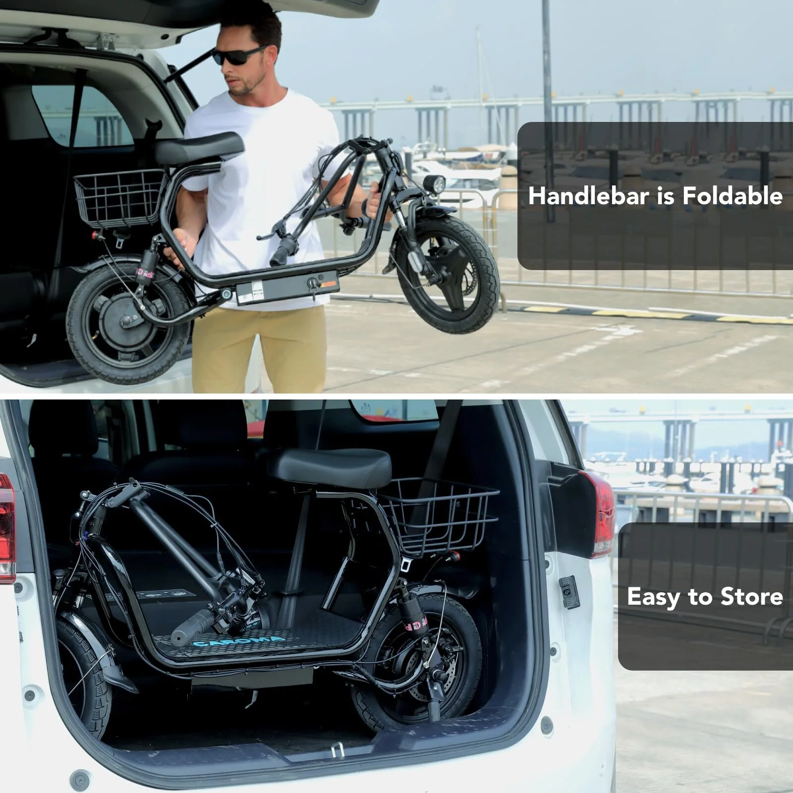 Caroma Peak 500W Adults Electric Scooter with Seat, 14" Off-road Tires, 3 Speeds 20 MPH Max, 15 Miles Range Folding Electric Scooter, Black