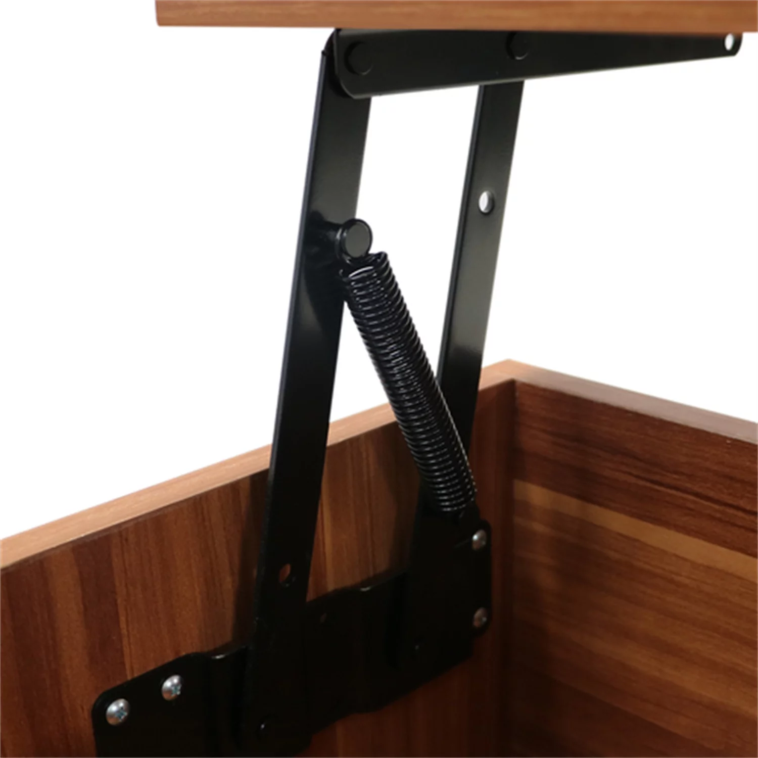 Coffee table, computer table, black, solid wood leg rest, large storage space, can be raised and lowered desktop