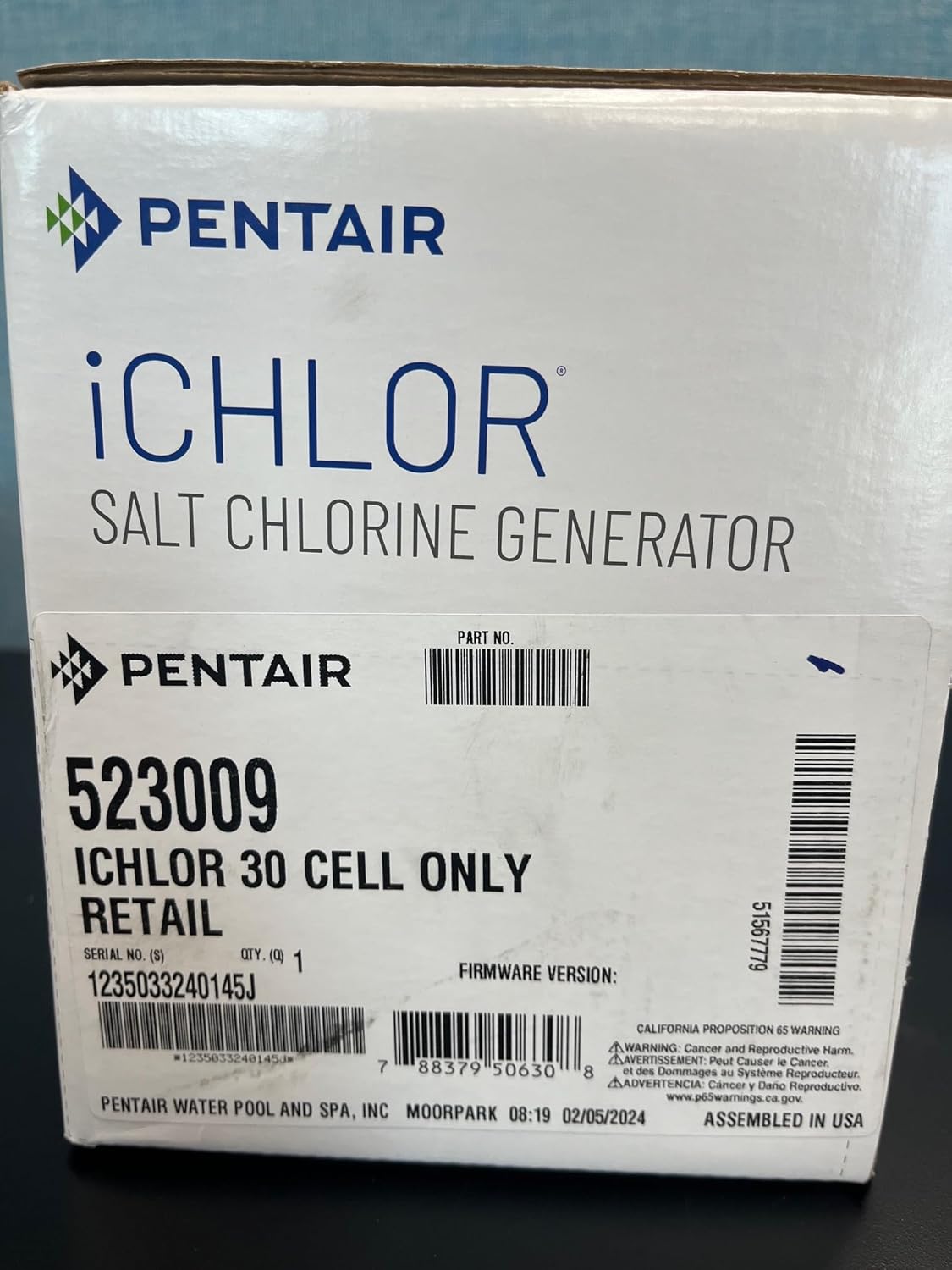 Pentair ICHLOR 30K Cell ONLY 523009