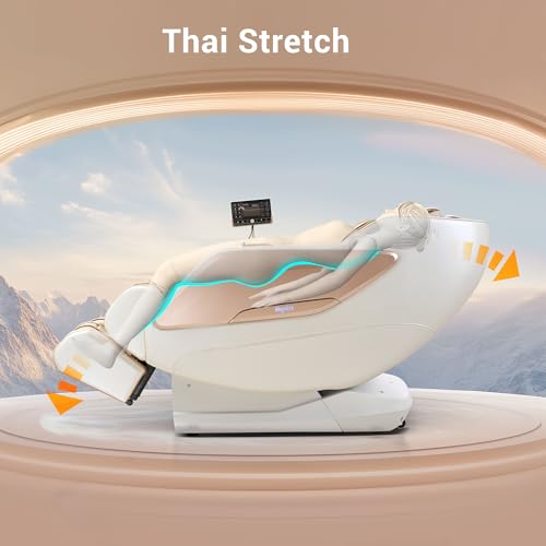 MYNTA 2025 Massage Chair Full Body, Zero Gravity SL Track Full Body Massage Recliner Chairs with Calf Heating, Thai Strectch, M1820 Brown