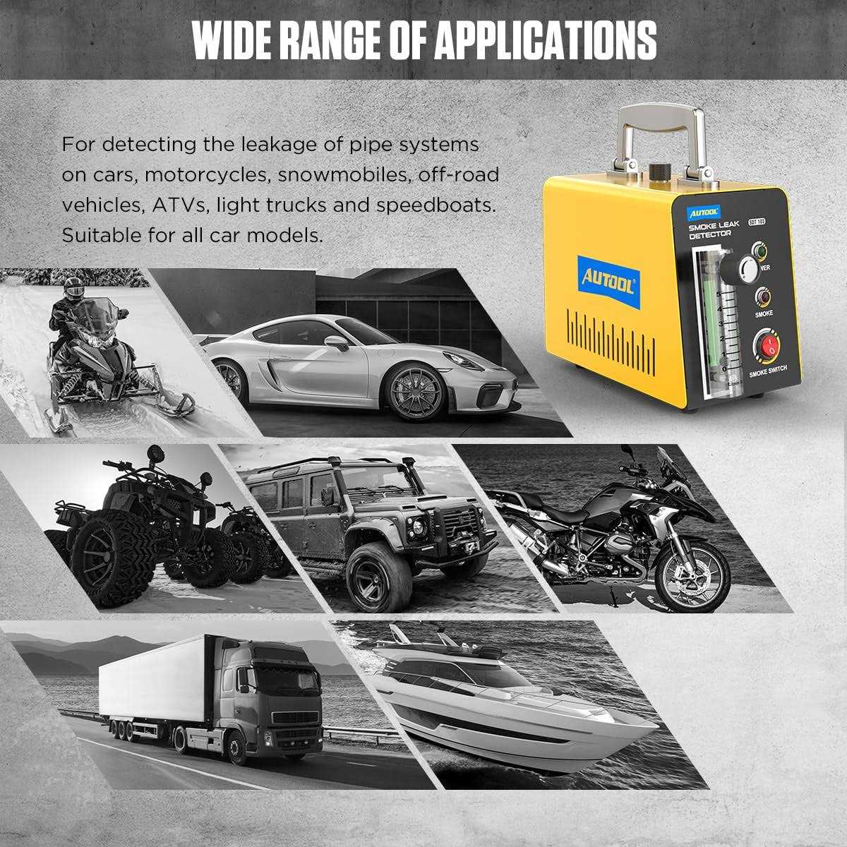 AUTOOL Smoke Machine Automotive Leak Detector,Evap Vacuum Smoke Diagnostic Tester,Pipeline Fuel Leakage Detector Compatible with 12V Vehicles - Shop Hardware Tools Online Store