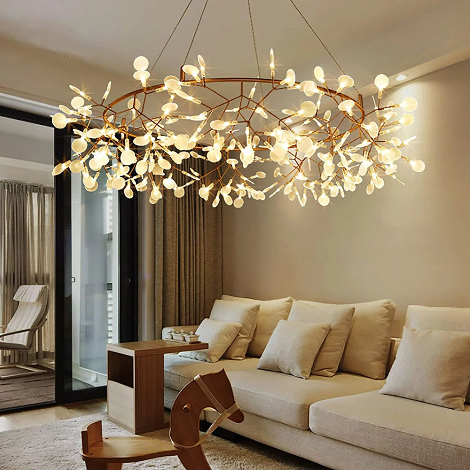 Miumaeov 135 Heads Firefly Chandelier Pendant Lighting Fixture Ceiling Light LED Acrylic Chandelier Light Tree Branch Pendant Lamp for Living Room Bulb Included
