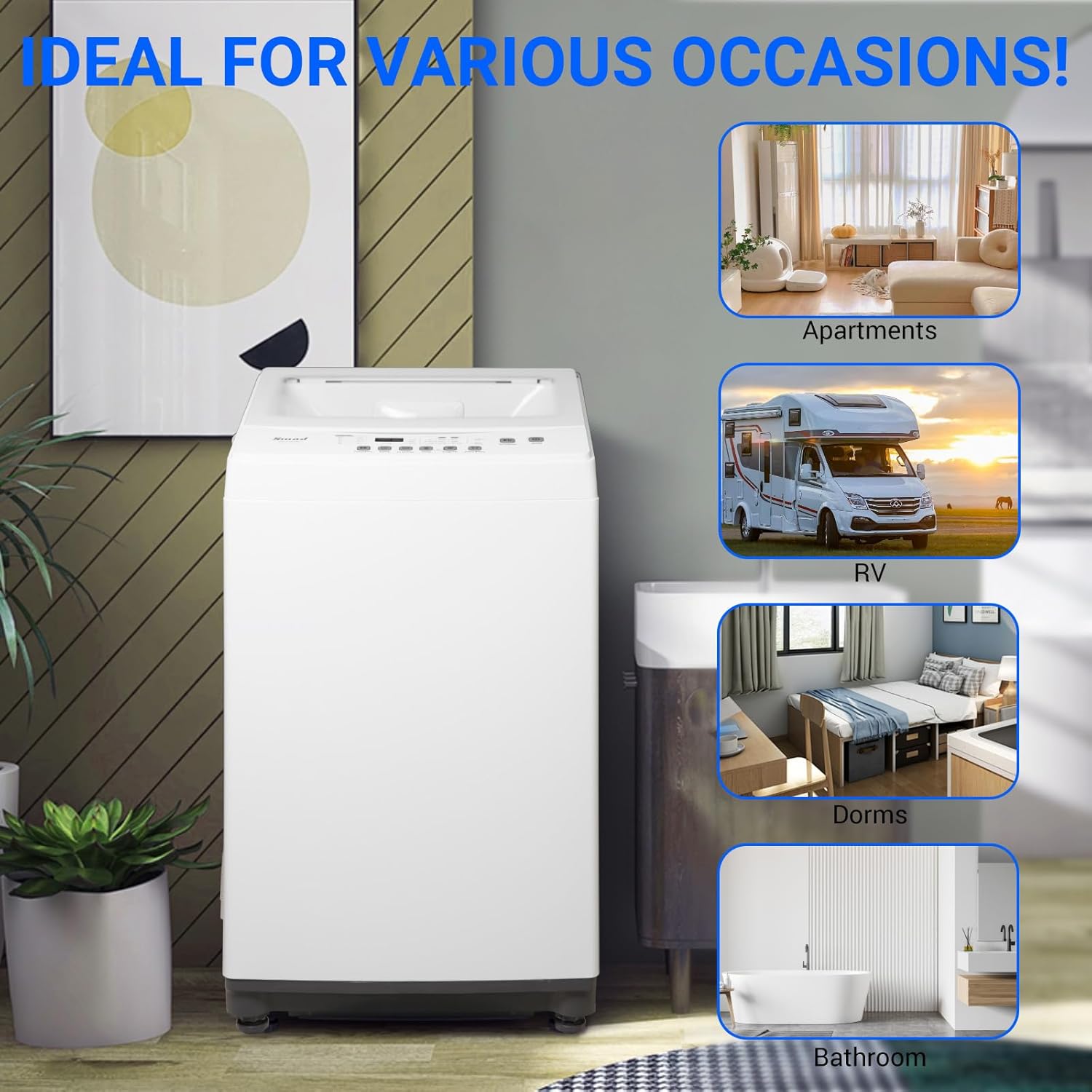 1.7 Cu.Ft Washing Machine, Washing Machine,6 Cycles Washer Machine with Child Lock,Delay Start for Apartments, RV…