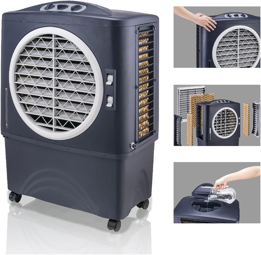 Honeywell Powerful 1062 CFM Outdoor Portable Evaporative Cooler with Fan, Long-Lasting Honeycomb Pads on 3 Sides & Copper Continuous Water Supply Connection