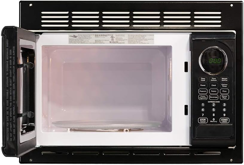 RV Microwave | .9 Cubic Ft Black Microwave with Trim Kit | 900 Watt | EM925ACW-B