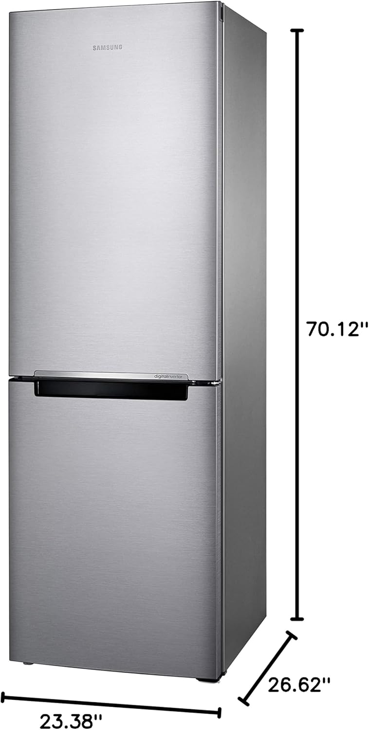 SAMSUNG 11.3 Cu Ft 24" Bottom Freezer Refrigerator, Slim Width for Small Spaces, Even Cooling, LED Lighting, Slide Shelf, RB10FSR4ESR/AA, Fingerprint Resistant Stainless Steel