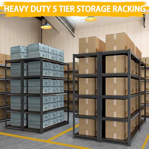 3020LBS Standing Shelf Units 72" H x 48″W x 20" D,Heavy Duty Garage Shelving Units and Storage, 5-Tier Metal Shelves, Storage Rack for Garage Organization, Basement, Workshop, 1Pack