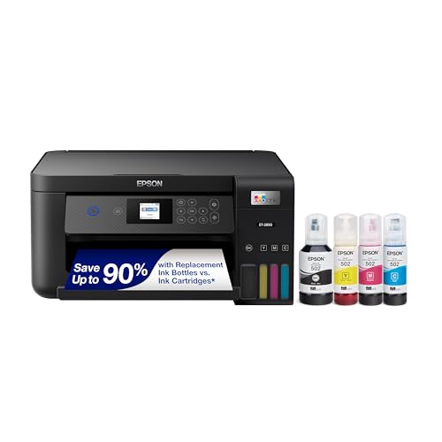 Epson EcoTank ET-2850 Wireless Color All-in-One Cartridge-Free Supertank Printer with Scan, Copy and Auto 2-sided Printing - White (Renewed)