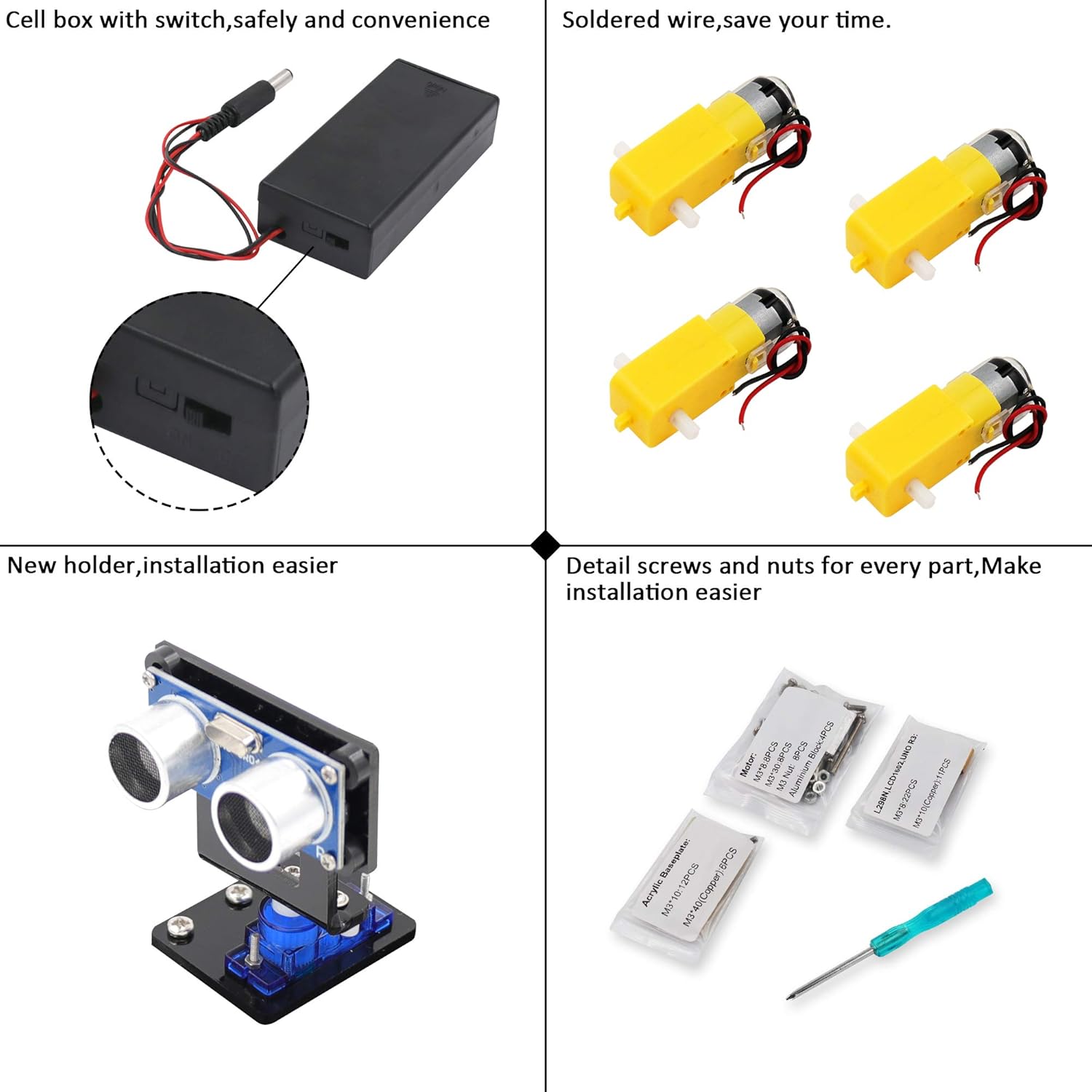 LAFVIN Smart Robot Car 2WD Chassis Kit with Ultrasonic Module R3 Board,Remote Compatible with Arduino IDE DIY Kit