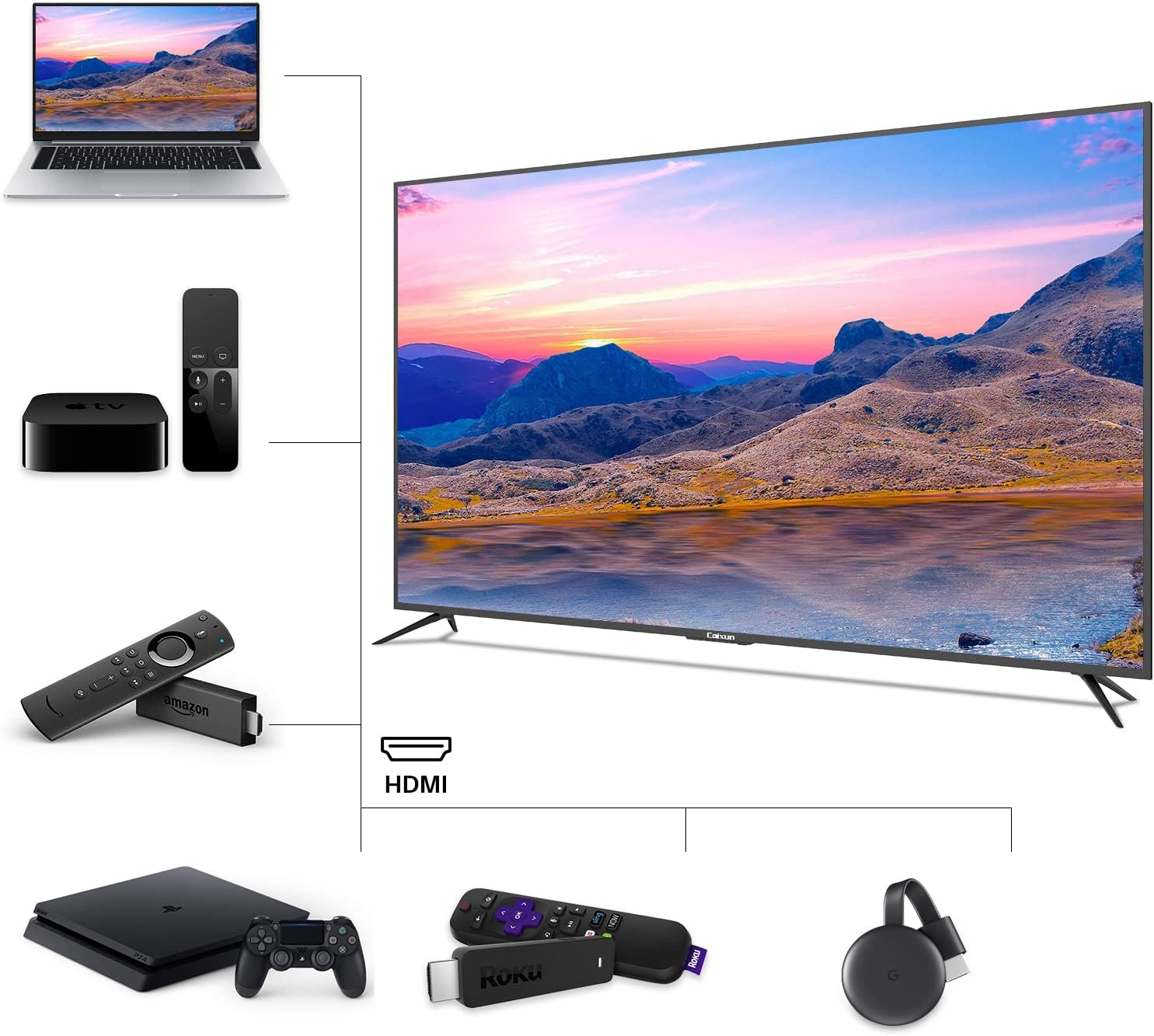 Caixun EC50S1A, 50 inch 4K UHD HDR Smart Android TV with Google Assistant (Voice Control), Screen Share, HDMI, USB, Wi-Fi, Bluetooth(2021 Model)