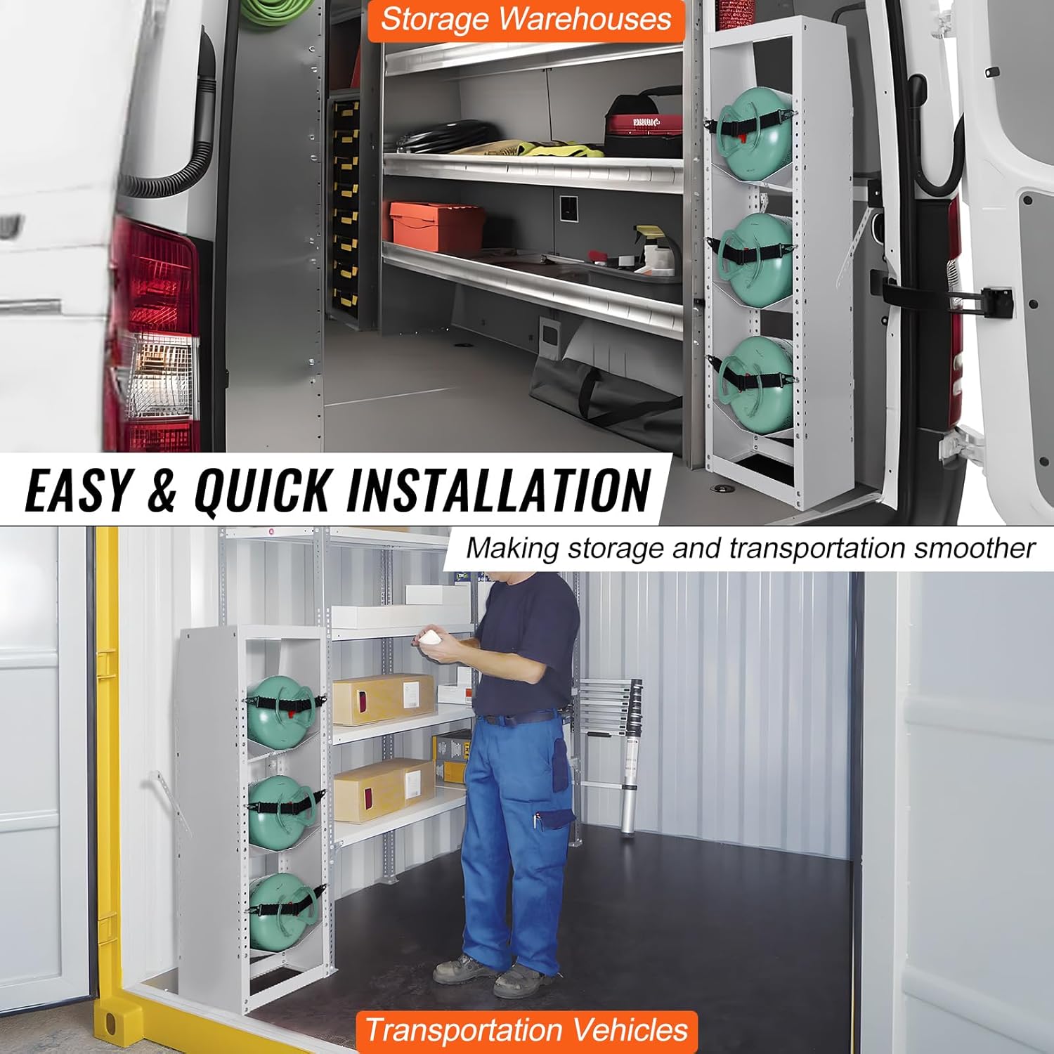 VEVOR Refrigerant Tank Rack, with 3 x 30-50lb Bottle Tanks, Cylinder Tank Rack 14.64x13.97x46.06 in, Refrigerant Cylinder Rack Gas Cylinder Racks and Holders for Freon, Gases, Oxygen, Nitrogen