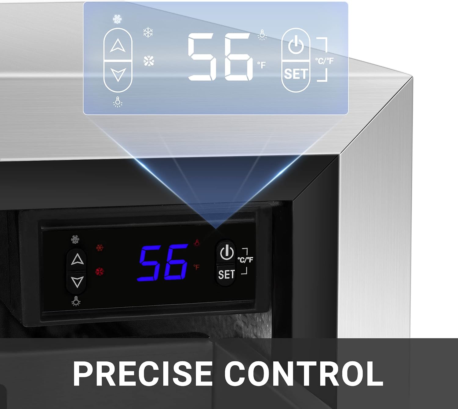Under Counter Refrigerator, Stainless Steel Under Counter Drawer Fridge Beverage Fridge Refrigerator with Digital Displayfor Outdoor and Home Use