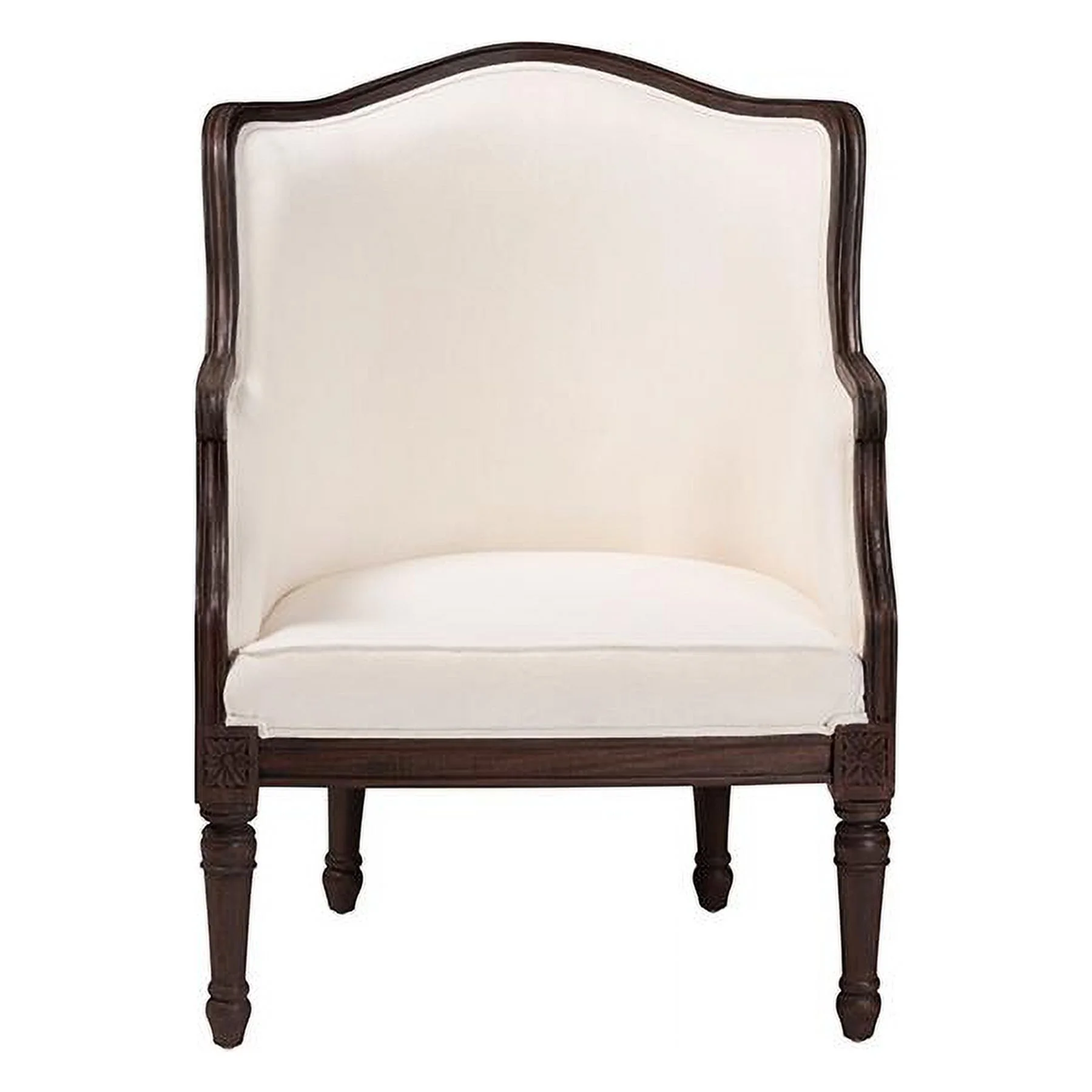 bali & pari Ornella Traditional French Beige Fabric and Dark Brown Finished Wood Accent Chair
