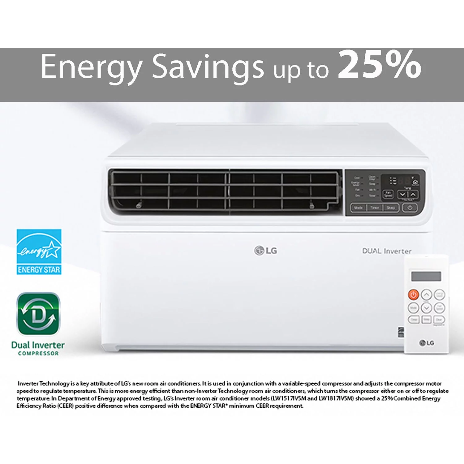 LG 115V 14,000 BTU DUAL Inverter Smart Window Air Conditioner, Cools 800 Sq. ft.
