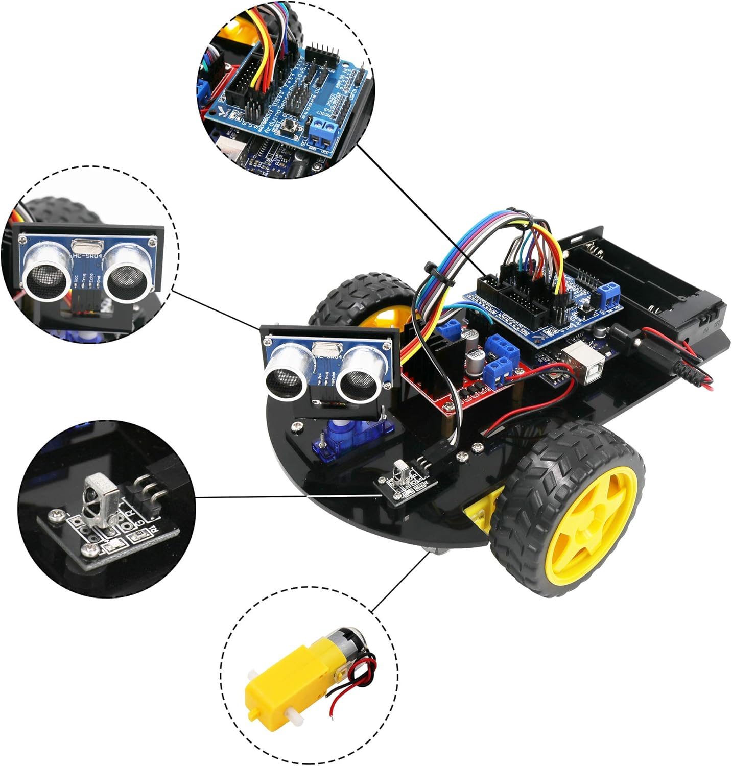 LAFVIN Smart Robot Car 2WD Chassis Kit with Ultrasonic Module R3 Board,Remote Compatible with Arduino IDE DIY Kit