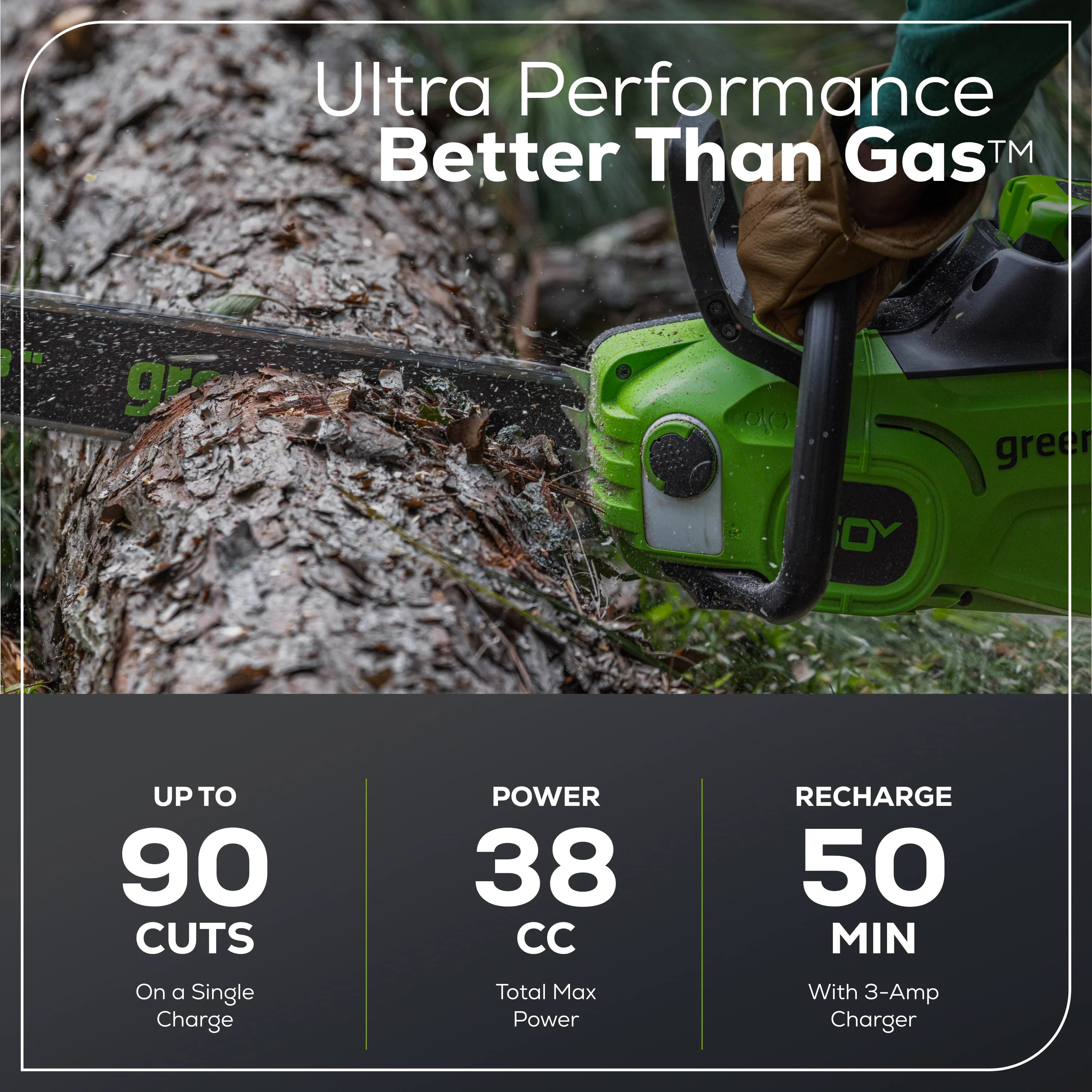 Greenworks 60V 16 1.5kW Brushless Chainsaw with 2.5 Ah Battery & 3 Amp Charger 2028602