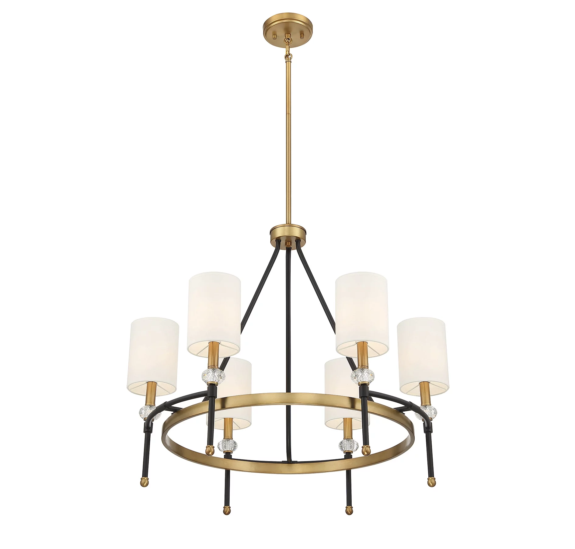 Savoy House 1-1893-6-143 Tivoli 6 Light Chandelier in Matte Black with Warm Brass Accents (28" W x 24"H)