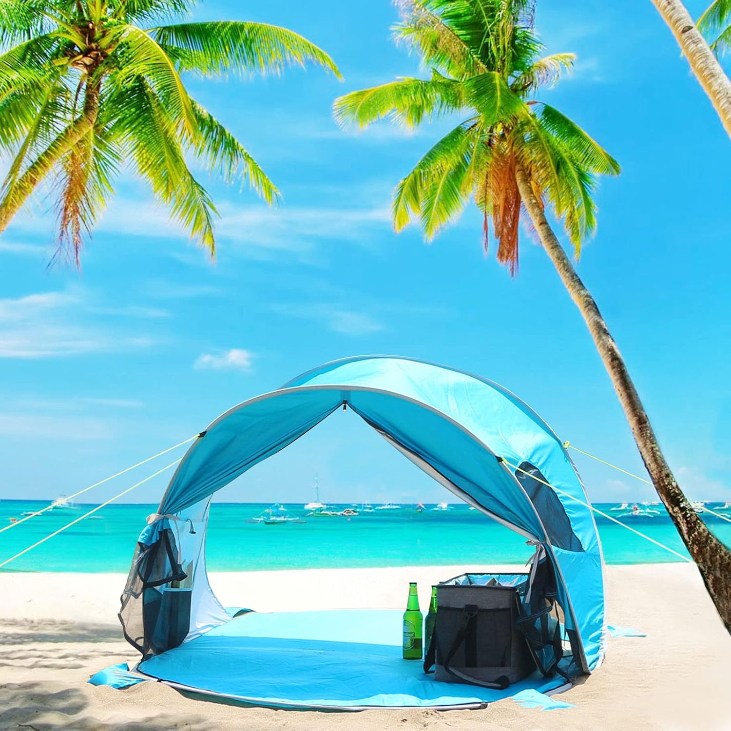 WolfWise UPF 50+ Easy Pop Up 3-4 Person Beach Tent Sport Umbrella Instant Sun Shelter Tent Sun Shade Baby Canopy