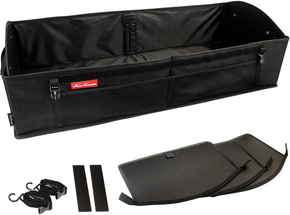 Trunk Organizer for SUV Car, Truck, Auto, Minivan - 4 Adjustable Compartments Foldable Portable Trunk Organizer, Heavy Duty Durable Car Organizer, Removable Flexible Cargo Storage Bag