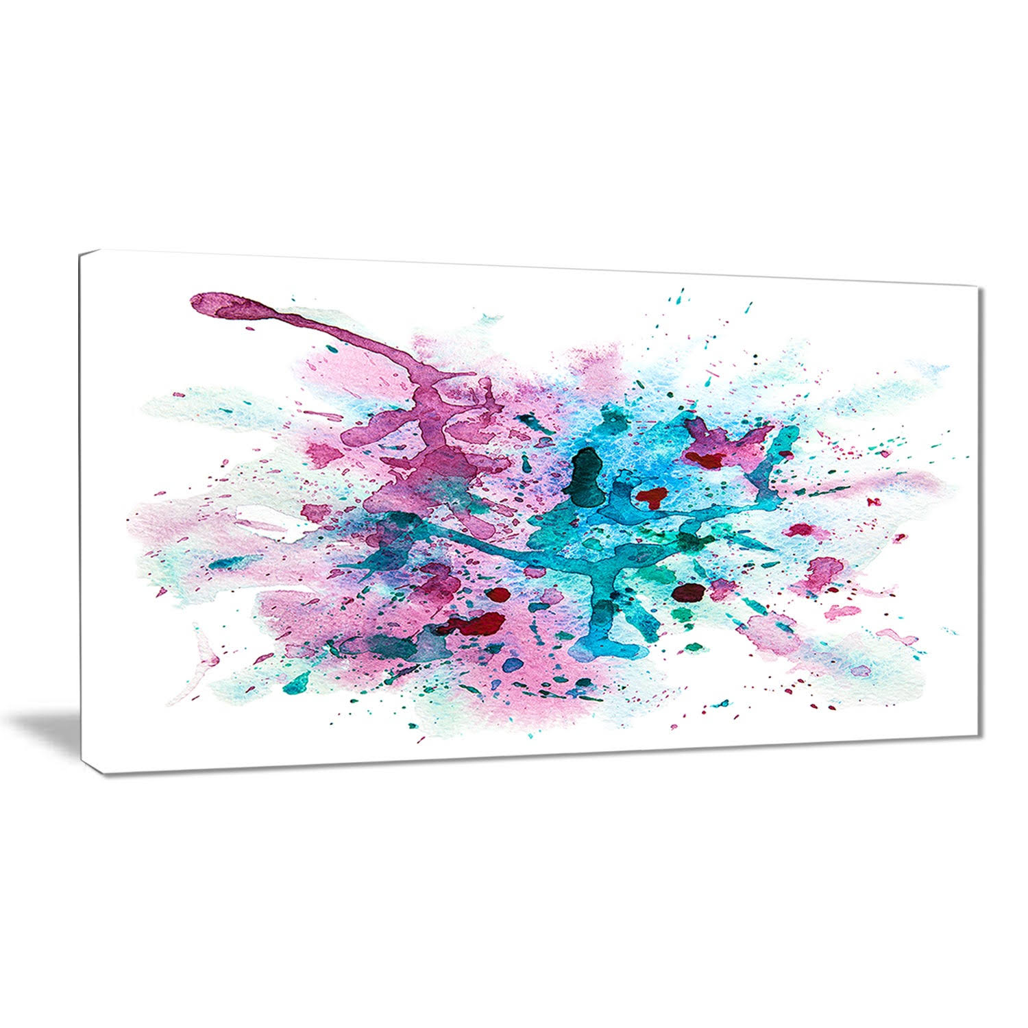 Designart &Blue and Purple Paint Stain& Abstract Watercolor Canvas Print - Multi - 40 in. Wide x 30 in. High