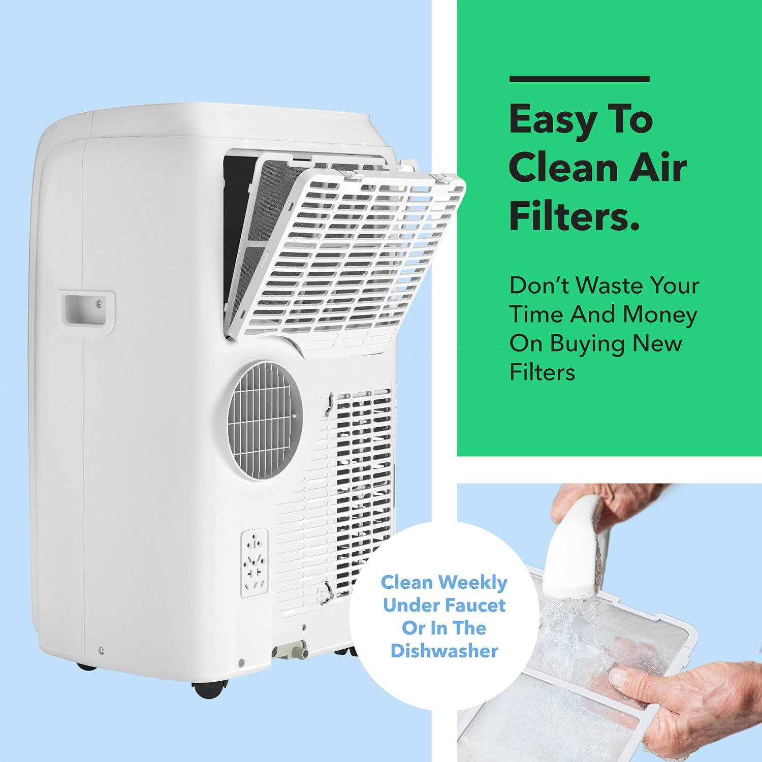 Vremi 12,000 BTU Portable Air Conditioner - Conveniently Cools Rooms 350 to 500 Square Feet - LED Display, Auto Shut-Off, Remote