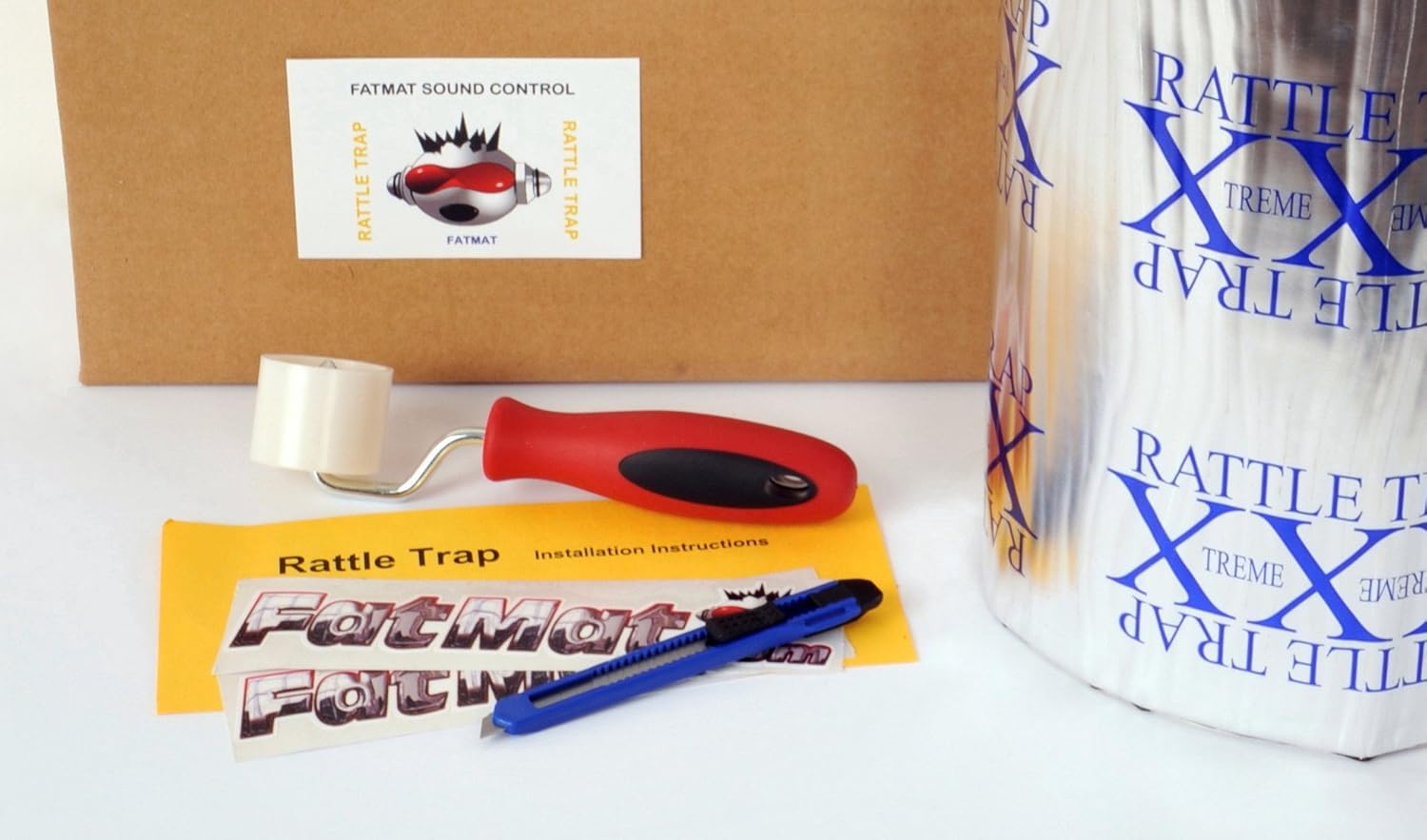 FatMat Self-Adhesive Rattletrap Sound Deadener Bulk Pack with Install Kit - 150 Sq Ft x 80 mil Thick