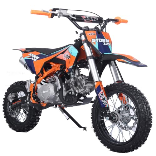 X-PRO 125cc Kids Dirt Bike Pit Bike Youth Dirt Pit Bike with 4-Speed Semi-Automatic Transmission, Big 14"/12" Tires!