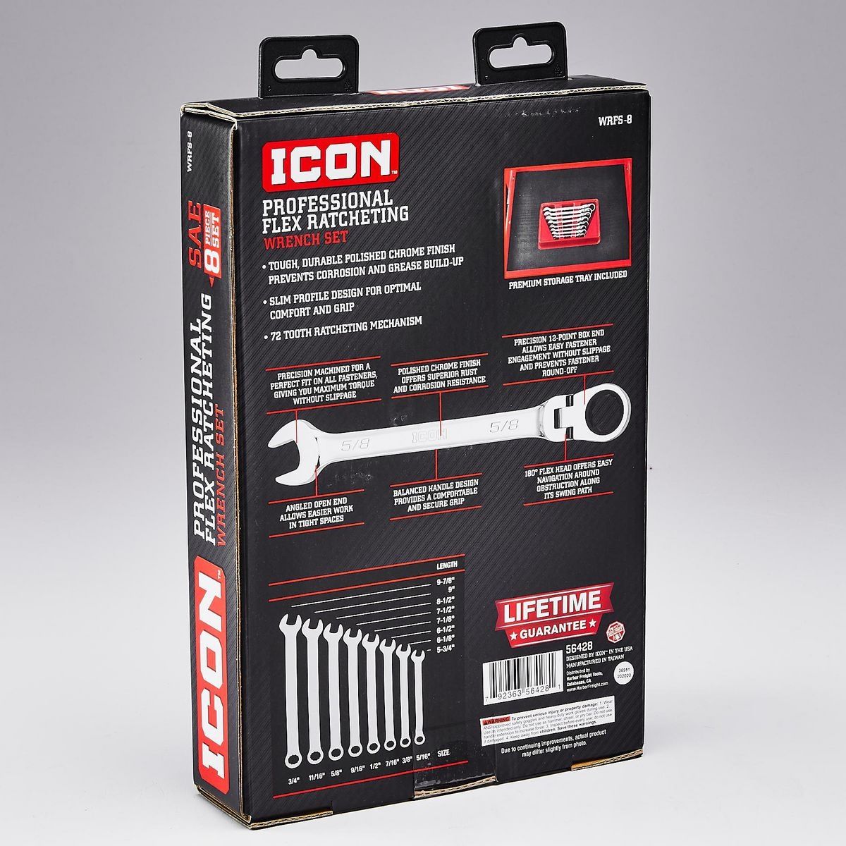 ICON Professional Flex-Head SAE Ratcheting Combination Wrench, 8-Piece