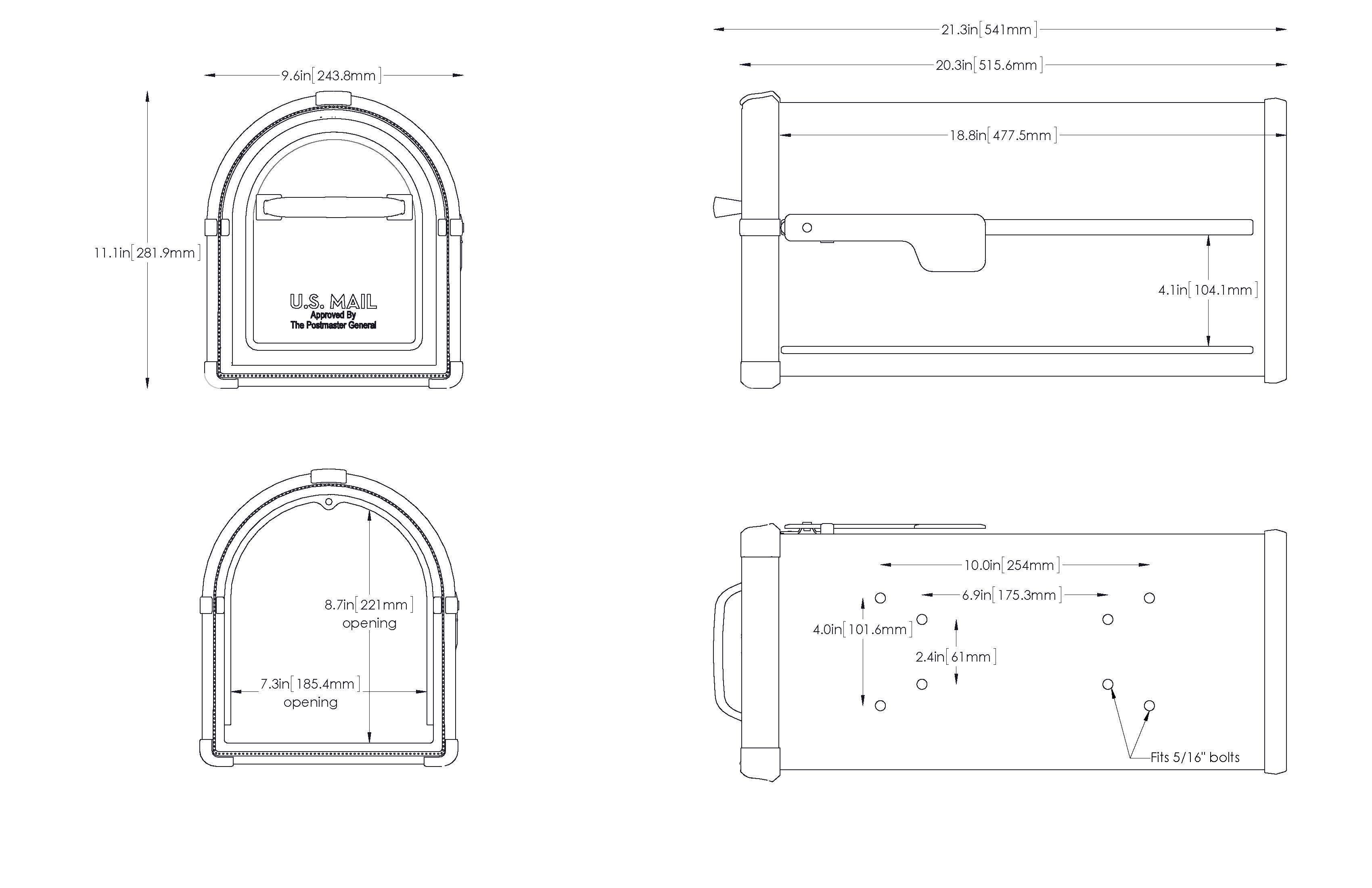 Architectural Mailboxes Hillsborough Post-Mount Mailbox, Black