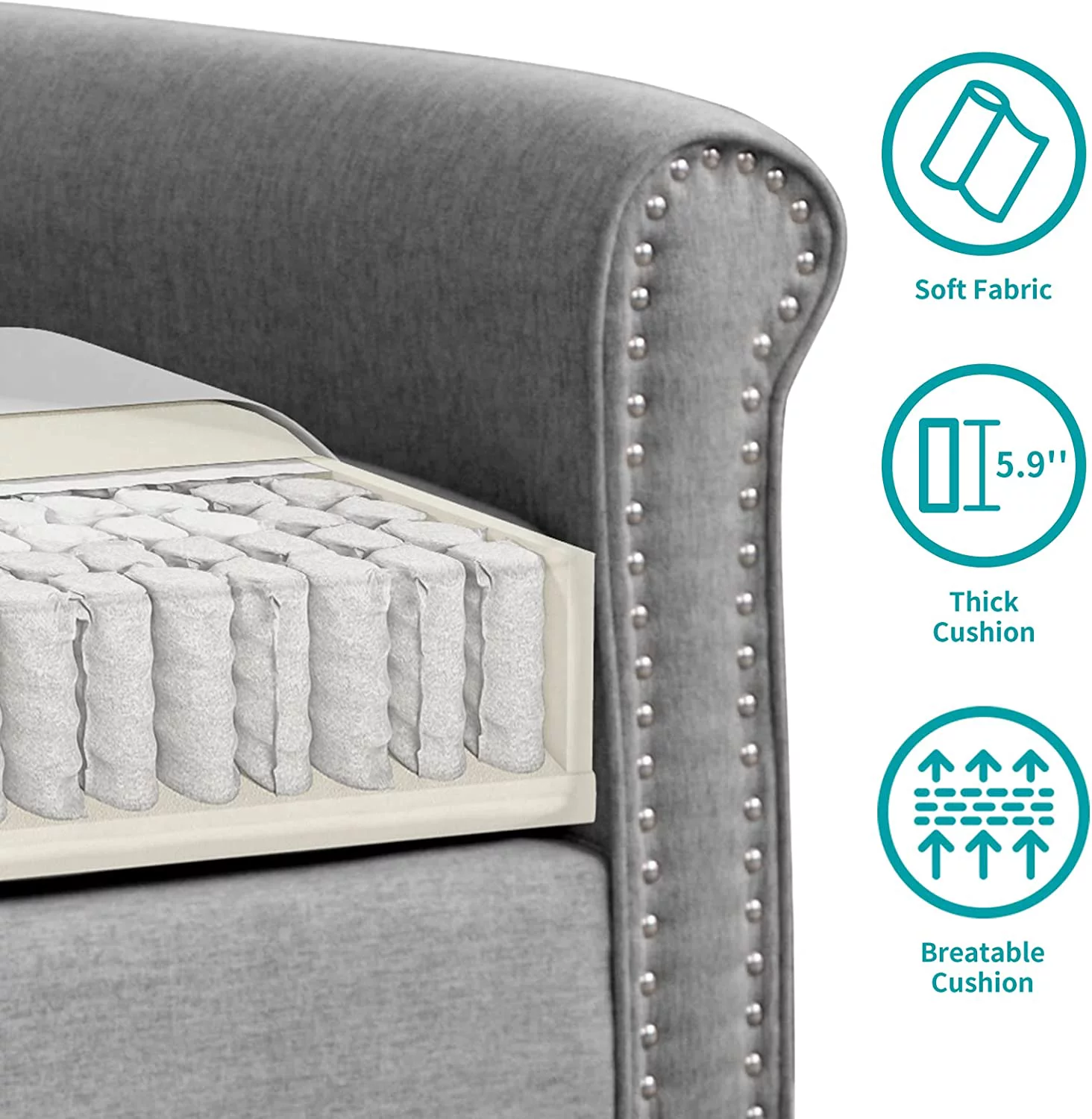 BALUS Living Room Furniture Set, 2 Piece Soft Sofa Couches Set with 5.9" Thicken Cushion, Couch and Loveseat Sets Including 3 Seat Sofa, Loveseat for Living Room Apartment, Light Grey - Curated Treasures Market