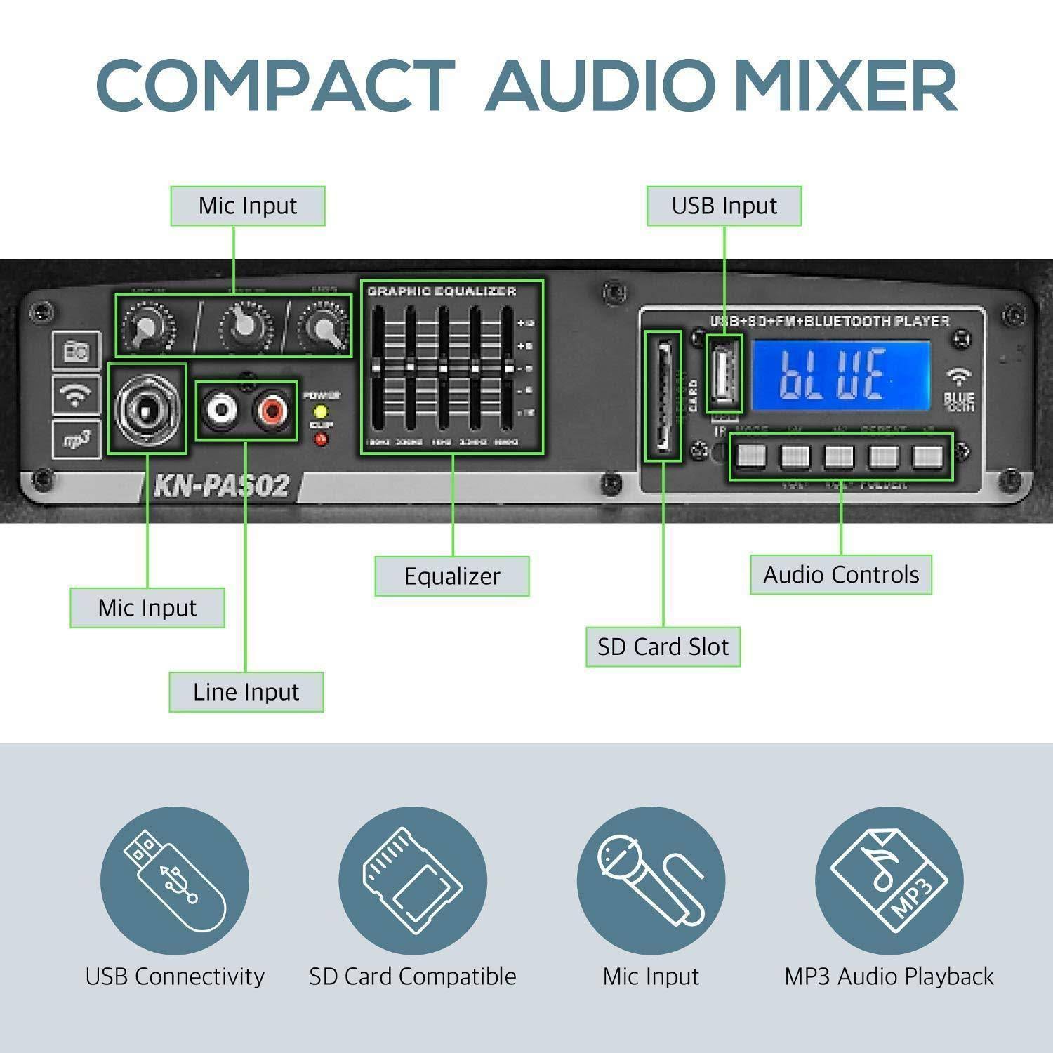 Knox Dual 15x22 Speakers, 600 Watt - 8 Piece Portable PA System - Microphone, Tripods, Remote Control