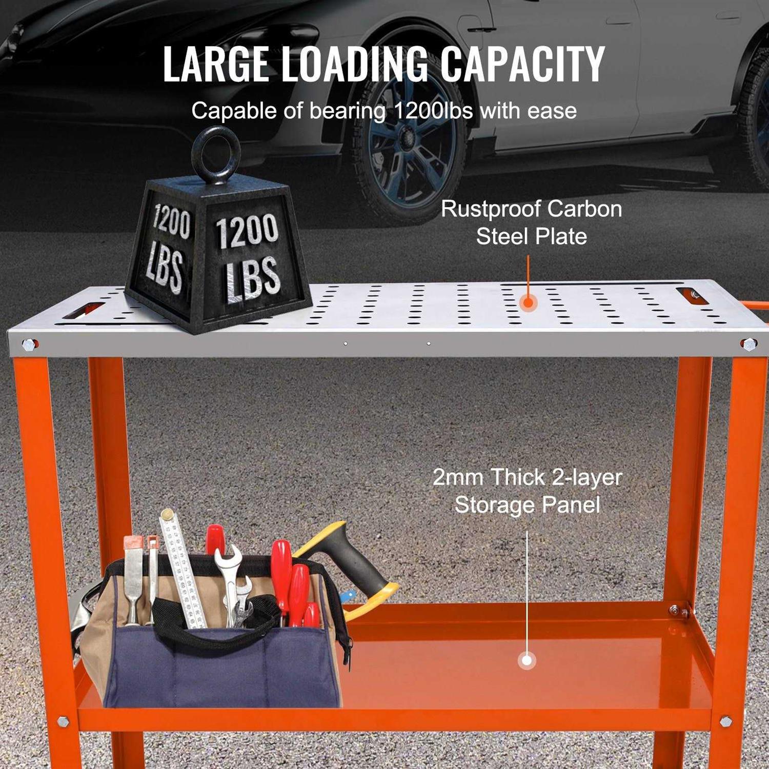 VEVOR 36 x 18 Welding Table 1200lbs Load Capacity Steel Welding Workbench Table on Wheels - Shop Hardware Tools Online Store