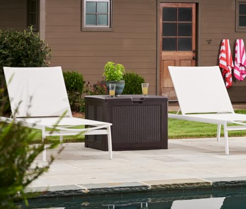 Rubbermaid Extra Large Resin Outdoor Storage Deck Box (134 Gal), Weather Resistant, Gray, Deck Organization for Home/Backyard/Pool Chemicals/Toys/Garden Tools/Porch/Patio Cushions