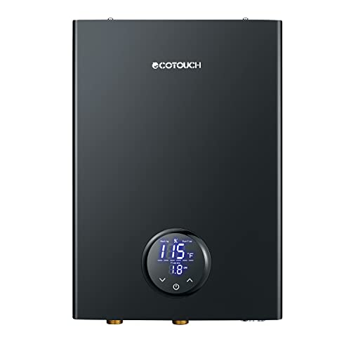 Tankless Water Heater Electric, ECOTOUCH 240V Point-of-Use Hot Water Heater Digital Display,On Demand Instant Hot Water Heater with Self-modulating,Overheating Protection