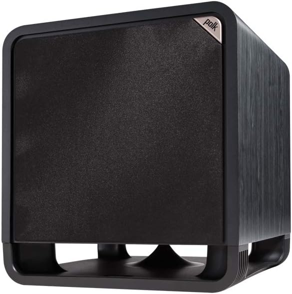 Polk Audio HTS 12 Powered Subwoofer with Power Port Technology | 12” Woofer, up to 400W Amp | For the Ultimate Home Theater Experience | Modern Sub that Fits in any Setting | Washed Black Walnut